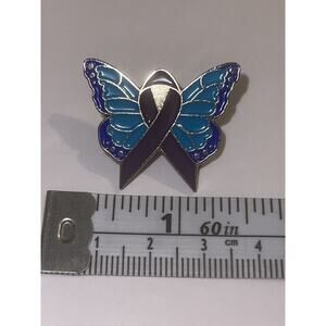 Blue Butterfly With Ribbon Pin Brooch